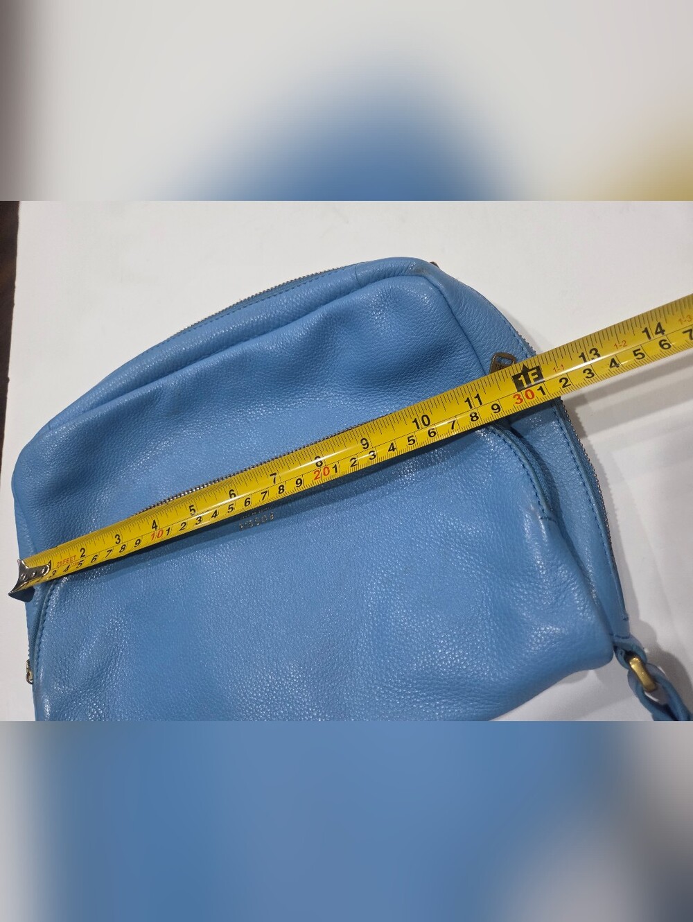 Fossil Preston Royal Blue Pebbled Leather Crossbody Bag 11×9×2in. - Picture 7 of 8
